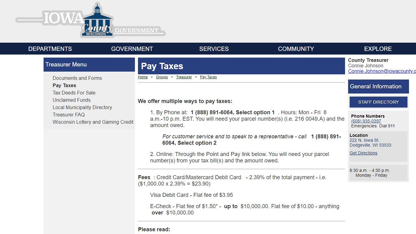 Welcome to the Official Website of Iowa County, WI - Pay Taxes